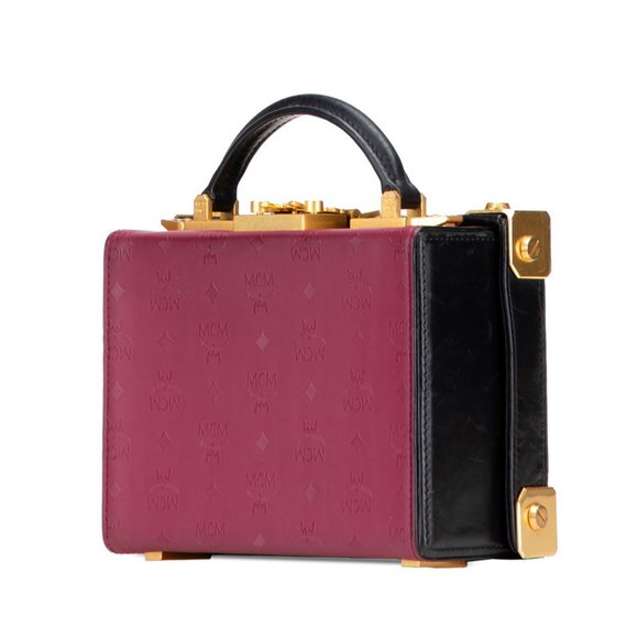 MCM Visetos Logogram Trunk Bag, 2-Way Shoulder Bag in Purple and Black Leather, - Picture 2 of 10